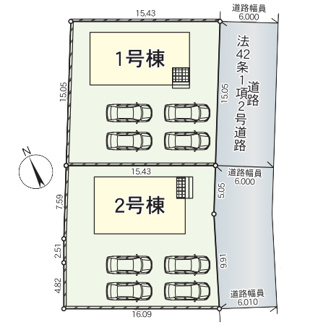 【区画図】 | 甲府市上曽根町 新築全2棟 2号棟 敷地70坪 中道北小学区 | 2号棟区画図
