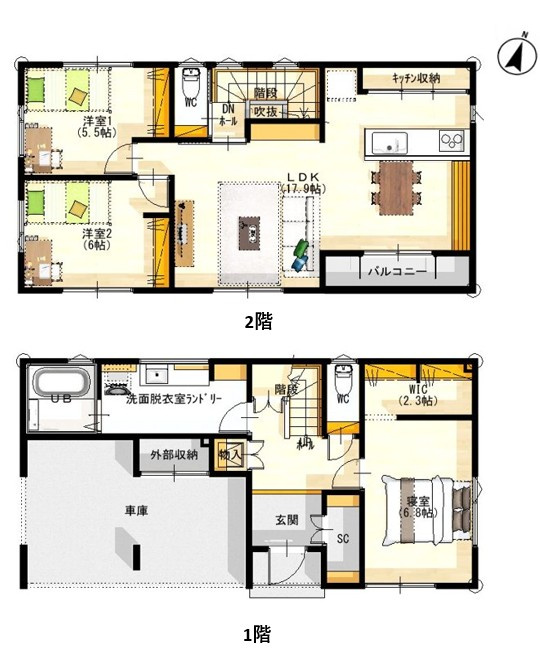 東区竹尾4丁目　新築戸建　の間取り|1階