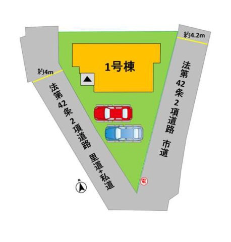 熊本市東区花立6丁目第3-1棟(1号棟)の区画図|配置図（1号棟）