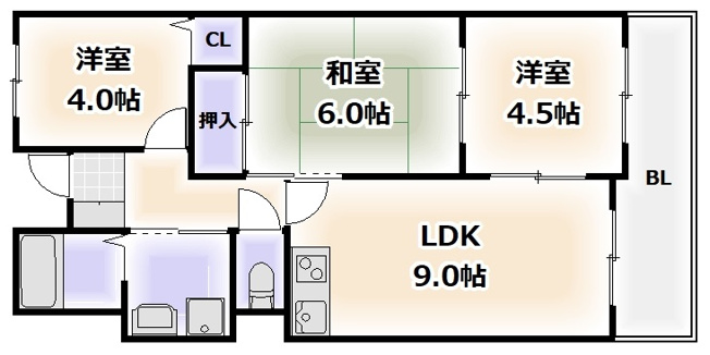 【間取り】 | グリーンハイツ桜川