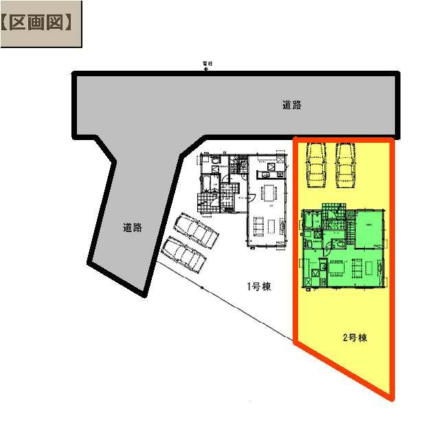 新築　伊勢崎市今泉町1期　2号棟の区画図|1号棟　区画図　北西側接道幅員約6ｍ			
	
