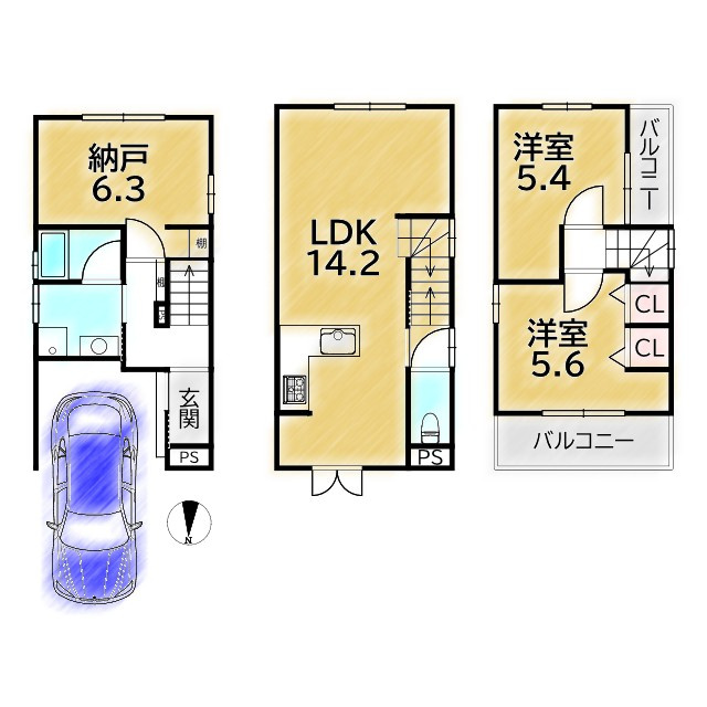 上京区観音寺門前町 新築戸建の間取り