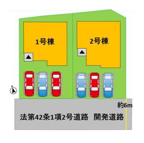 熊本市北区植木町岩野第4-2棟(2号棟)の区画図|配置図（2号棟）