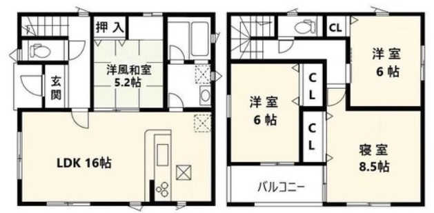 南向きバルコニーで陽当り良好　大久保町谷八木　全9棟　7号棟の間取り