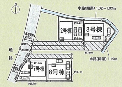 南向きバルコニーで陽当り良好　大久保町谷八木　全9棟　7号棟の区画図