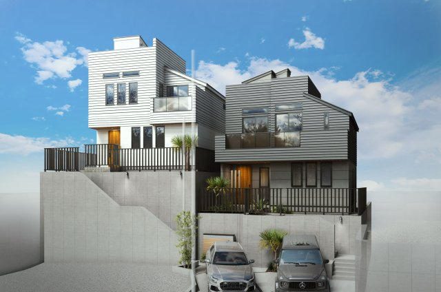 【外観パース】 | 〇●藤沢市片瀬4丁目 新築戸建 全3棟【2号棟】●○