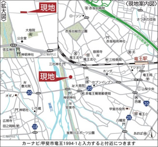 【地図】 | 甲斐市竜王 新築オール電化戸建 全2棟2号棟 南道路 書斎付 | 現地案内図