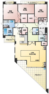 【間取り】 | ロジュマン住吉山手 | ■広々3LDK＋2S専有面積113.74平米♪
■収納豊富（2つのウォークインクローゼットやシューズインクローゼットなど）