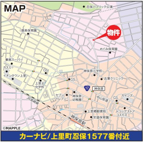 新築戸建・新築建売　上里町忍保　神保原小・上里北中の地図