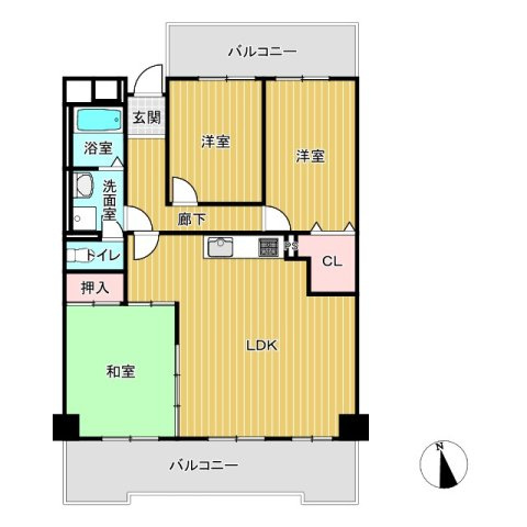 ライオンズマンションニューシティ蟹江二番館の間取り|3LDK、専有面積77.90㎡
