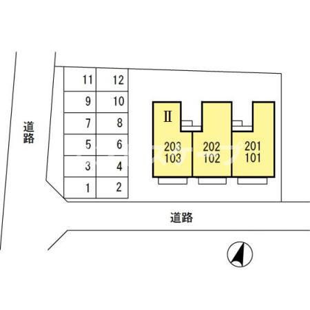アベニール　Ⅱの区画図|高崎、前橋、伊勢崎エリアのお部屋探しはエンドスケープまで！お客様の理想お聞かせ下さい♪