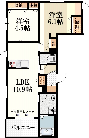 ソランジュの間取り|★１フロア２世帯★角部屋です★