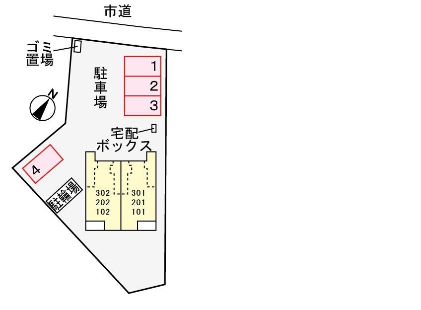 サンビオラ砂口の駐車場|駐車場区画図