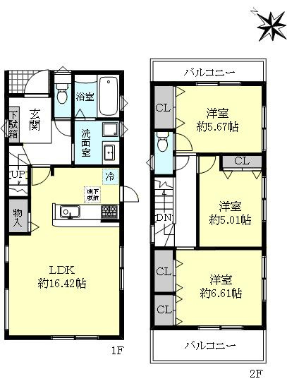 神戸市西区狩場台1丁目戸建の間取り