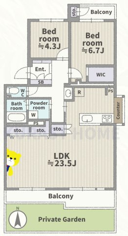 境谷西第1住宅28棟　1階の間取り