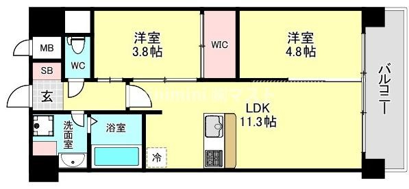 アーバネックス新町Ⅱの間取り