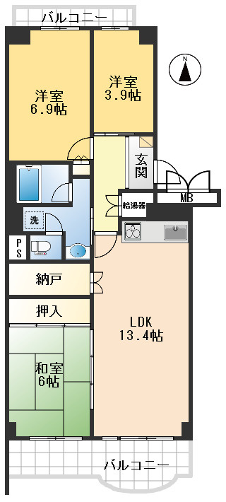 ユニハイム千里丘1号棟の間取り