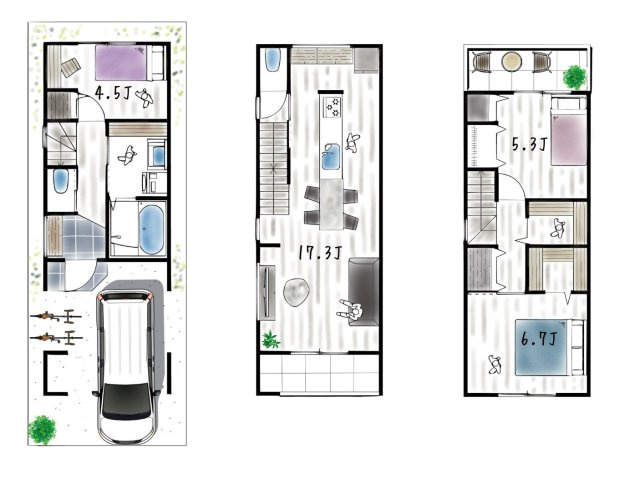 尼崎市瓦宮2丁目　モデルハウスの間取り