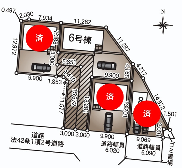【Cradle Garden】　結城市結城　第４３の区画図|全棟配置図