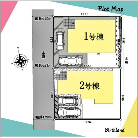 新築戸建・新築建売　本庄市本庄4丁目　東小・東中の区画図|■土地面積：131㎡　■建物面積：99.36㎡