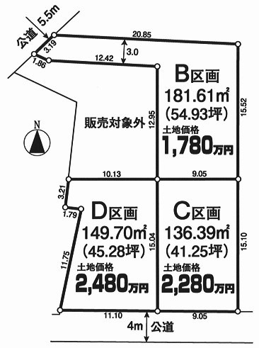 川越市宮元町　建築条件なし売地　西武新宿線『本川越駅』バス10分　【川越小学区】の土地図