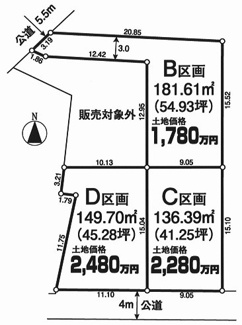 【土地図】 | 川越市宮元町　建築条件なし売地　西武新宿線『本川越駅』バス10分　【川越小学区】