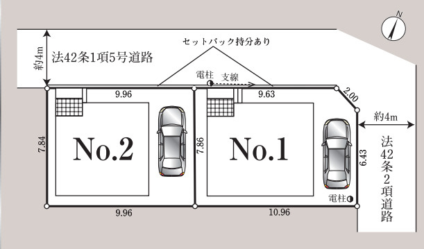 新築/ふじみ野市新田第4　全２棟の区画図|角地で陽当たり通風良好