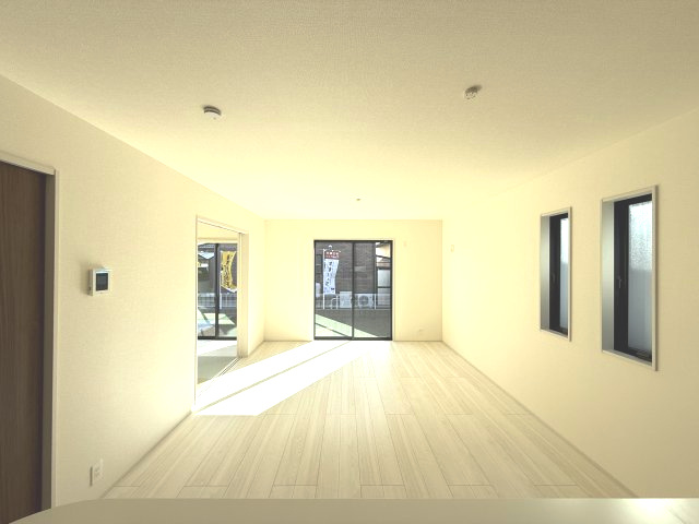 リーブルガーデンＳ渋川半田第３　１号棟の居間・リビング|カウンターキッチンなのでお料理をしながら会話もできます。
夕食の支度をしながら、お子様の様子も見られて自然と会話も増えますよ♪