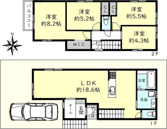 明石市太寺天王町新築戸建１号棟の間取り