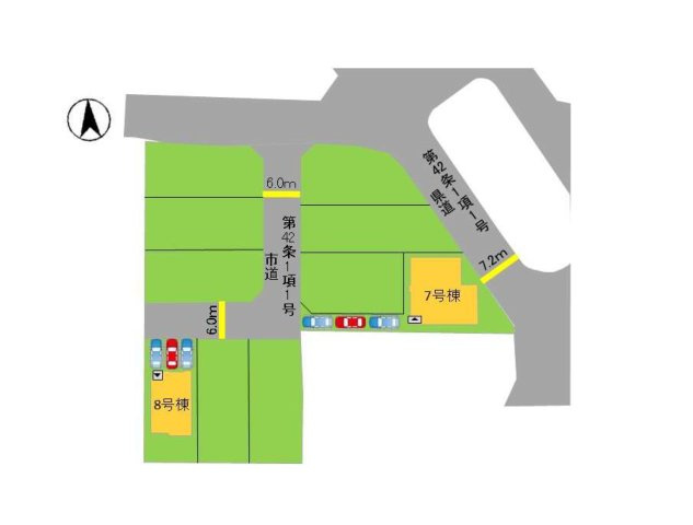 糸島市荻浦3丁目第1-2棟(7号棟)の区画図|配置図(7号棟)