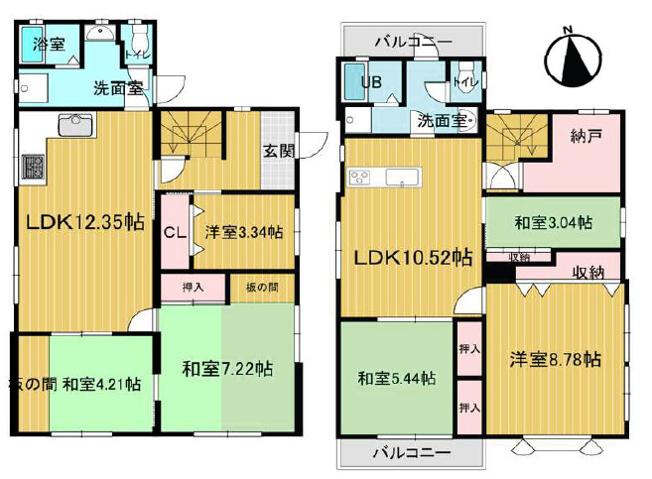 【間取り】 | 明石市大久保町大窪　中古戸建 | 1階3LDK＋2階3LDK＋納戸です。