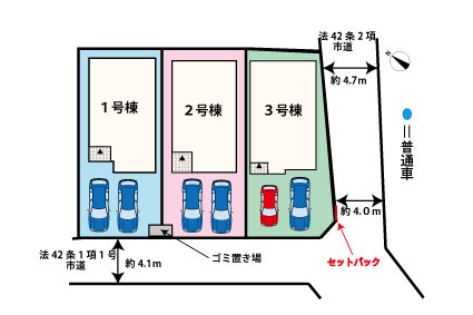 前原中央３丁目　新築戸建　３棟の区画図