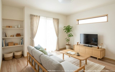 【完成予想図】 | 【LDK　イメージパース】
※画像は設計図面を基に作成したイメージです。