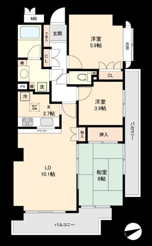 磯子北パークホームズ【仲介手数料無料】ペット可♪の間取り