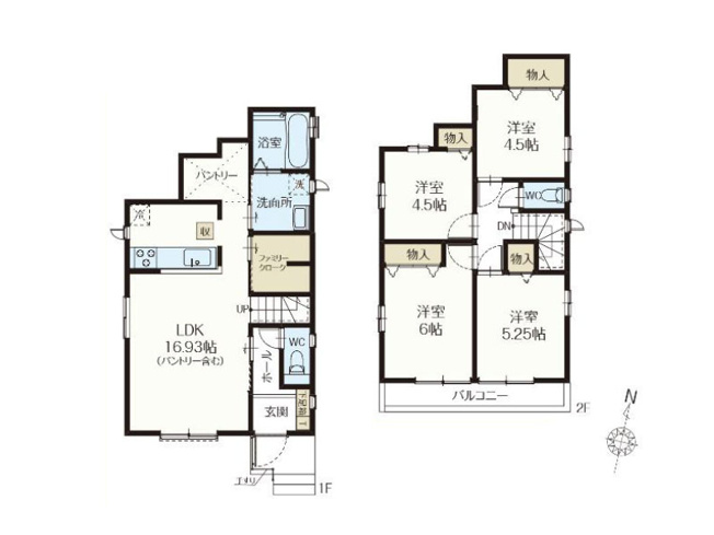 【間取り】 | 新座市石神4丁目　新築一戸建住宅　全11棟　(保谷店) | F号棟/パントリーやファミリークロークなど収納豊富なゆとりの住まい。