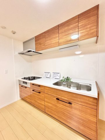 ユニーブル第2一社マンションのキッチン|収納充実なシステムキッチンです。
