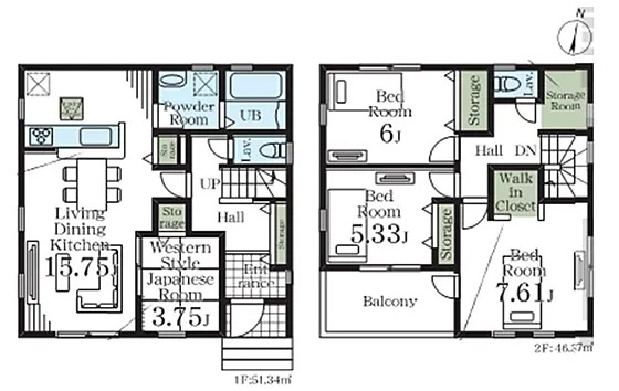 上尾市小敷谷第2全11棟　1号棟の間取り|南向きで陽当たり良好4SLDKの間取りです。リビング横の和室は、落ち着いた雰囲気でリラックスできる空間となっています。WIC付きで季節物の入れ替えもラクラク◎物の置き場所に困らない便利な納戸付きです！