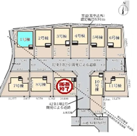 上尾市小敷谷第2全11棟　1号棟の区画図|カースペースは1台駐車可能です。前面道路が6ｍありますので、お車の出し入れもスムーズに行えます。近隣ににスーパーやドラッグストアなど商業施設が点在していますので、毎日のお買い物が便利になります◎