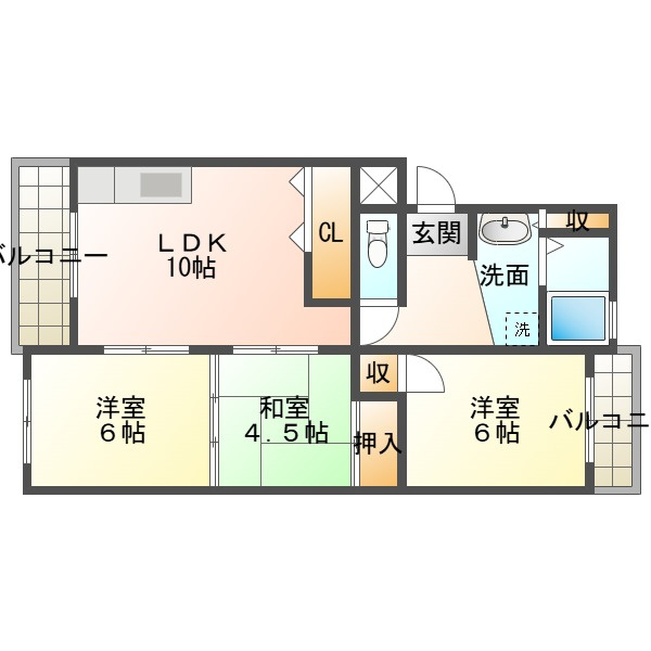 ランベール池北の間取り|上下反転