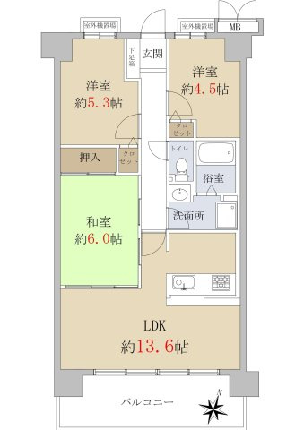 コート和泉府中カリヨン1番館の間取り|3LDK