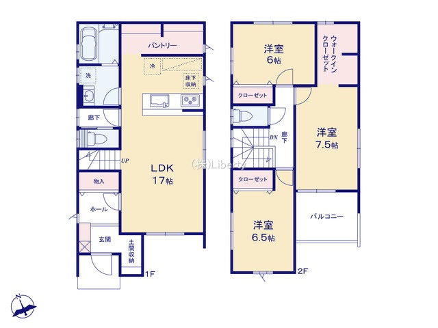 古河市上辺見　3区画　新築戸建　2号棟の間取り