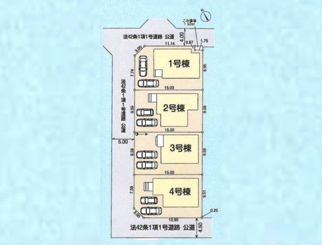 【新築戸建】鶴ヶ島市下新田第2 全4棟の区画図