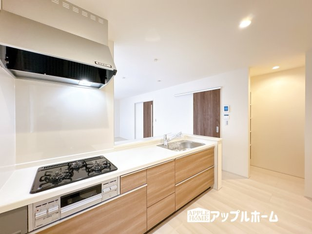 【新築戸建】鶴ヶ島市下新田第2 全4棟のキッチン|見栄えもよくお手入れもスムーズに出来ます。豊富な収納力もございますので、キッチンスペースをスッキリとお使い頂けそうです。