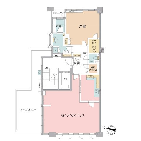 パークシティ成城Ｅ棟の間取り|１SLDK 専有面積 119.44㎡　
ルーフバルコニー　34.28㎡　スロップシンクあり
バルコニー　2.66㎡
その他、写真は近日中に公開します