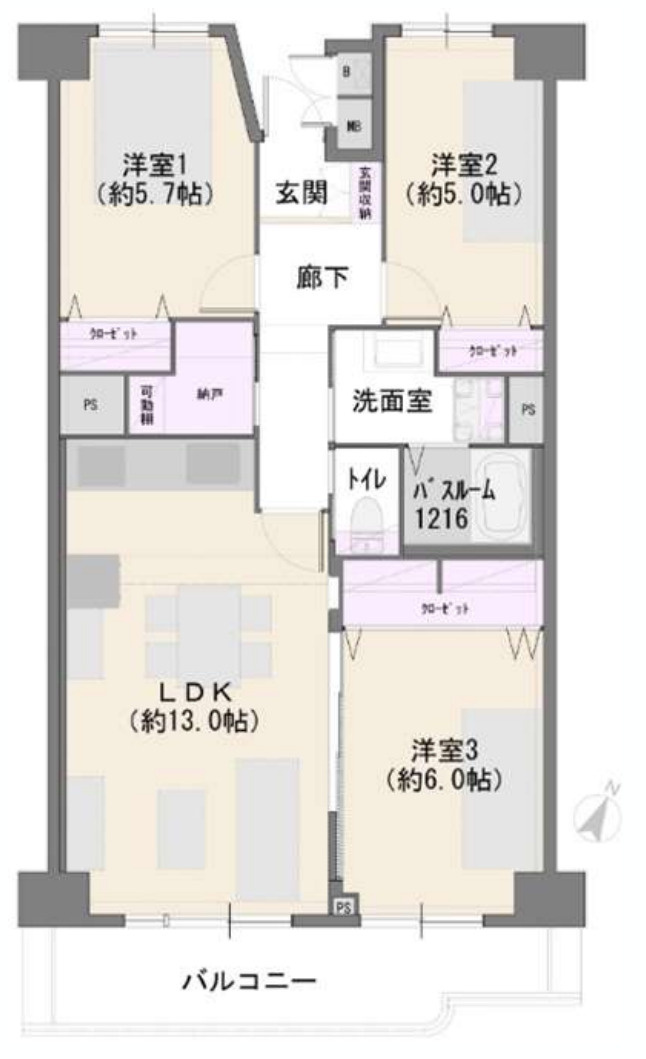 第2大船パークタウンD棟【仲介手数料無料】ペット可♪の間取り