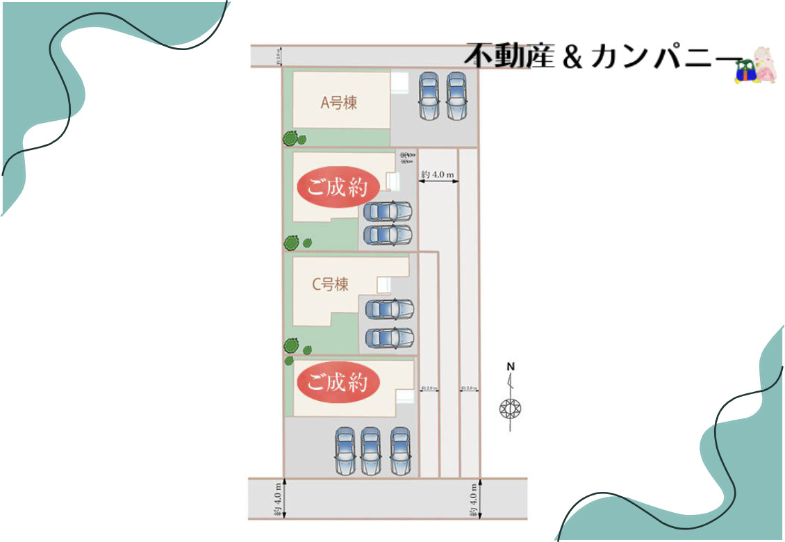 ハートフルタウン市坪北2期A号棟　市坪北2丁目新築分譲戸建（全3棟）の区画図