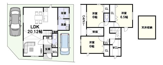 富田町5丁目Aプラン　建築条件付土地の参考プラン
