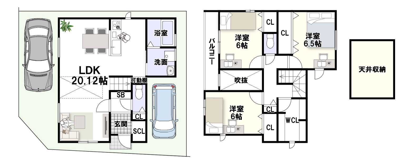 富田町5丁目Aプラン　建築条件付土地の参考プラン|新築参考プラン/建物価格2098万円、建物面積94.97m2