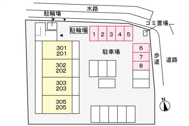 カーサレイメイの駐車場