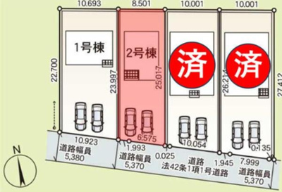 【区画図】 | 前橋市粕川町女渕第２（２号棟） | 区画図